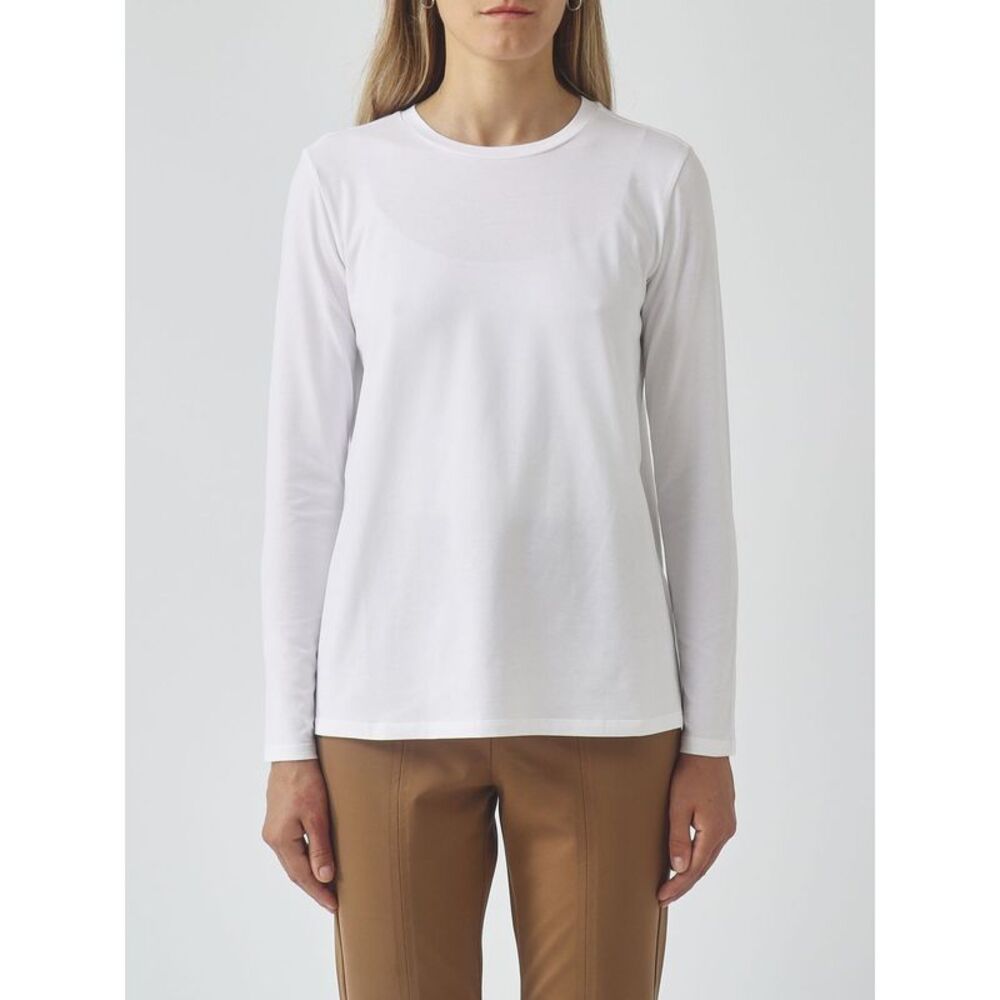 Mm Max Mara Women Mm Max Mara Long-Sleeved Stretch-Cotton Crewneck T-Shirt